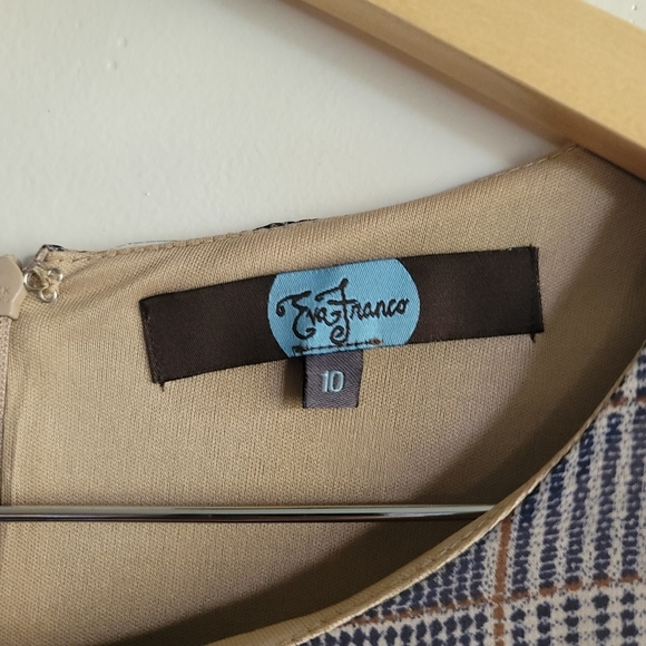 Eva Franco, Anushca Lightweight Plaid & Pleated A Line Dress,Brick/Navy, Size 10 - Picture 8 of 9